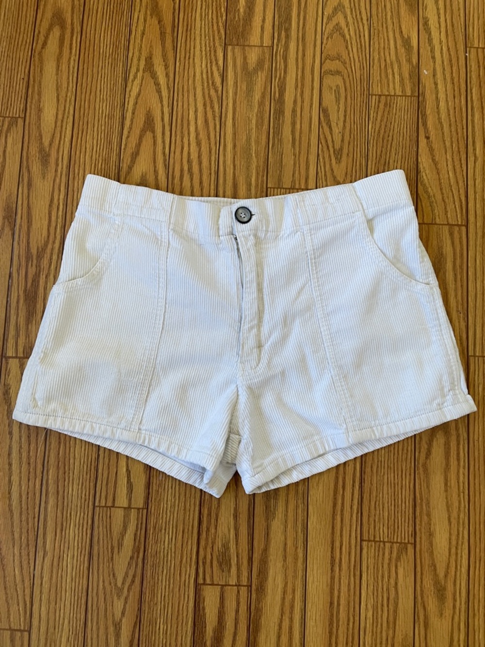 Women's White Corduroy Shorts